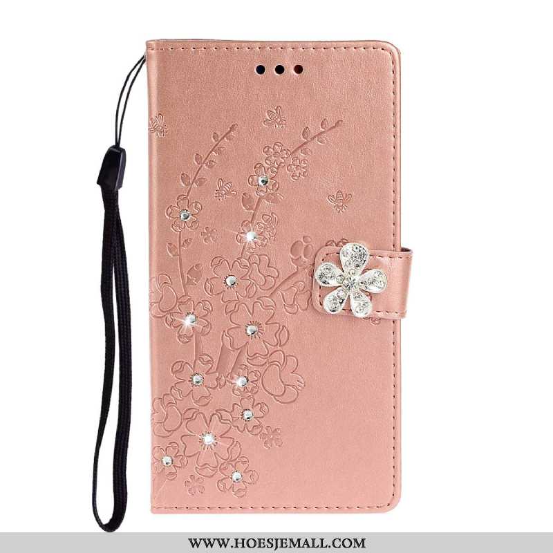 Hoesje Samsung Galaxy A51 Met Strass Leren Roze All Inclusive Siliconen Anti-fall Mobiele Telefoon