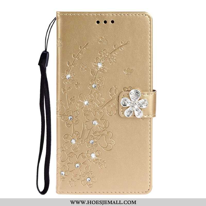 Hoesje Samsung Galaxy A51 Met Strass Leren Roze All Inclusive Siliconen Anti-fall Mobiele Telefoon