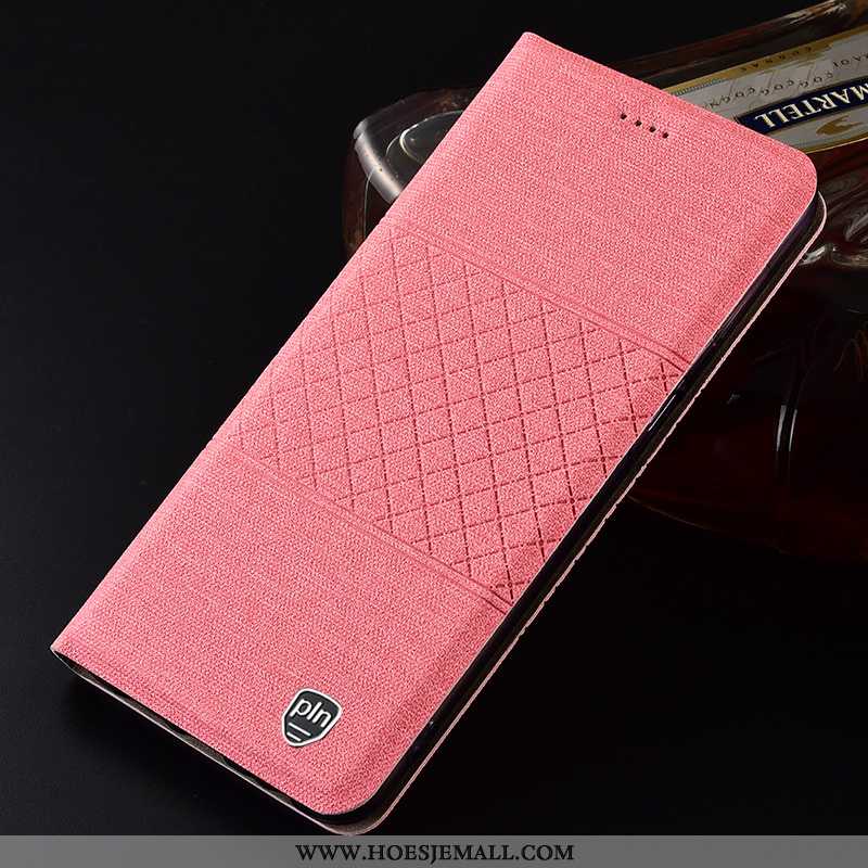 Hoesje Samsung Galaxy A51 Katoen En Linnen Leren Mobiele Telefoon Roze Ster Bescherming All Inclusiv
