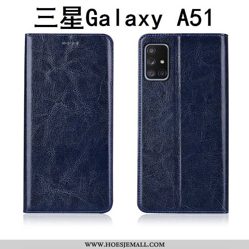 Hoes Samsung Galaxy A51 Leren Hoesje Schrobben Patroon Nieuw Mobiele Telefoon Bruine