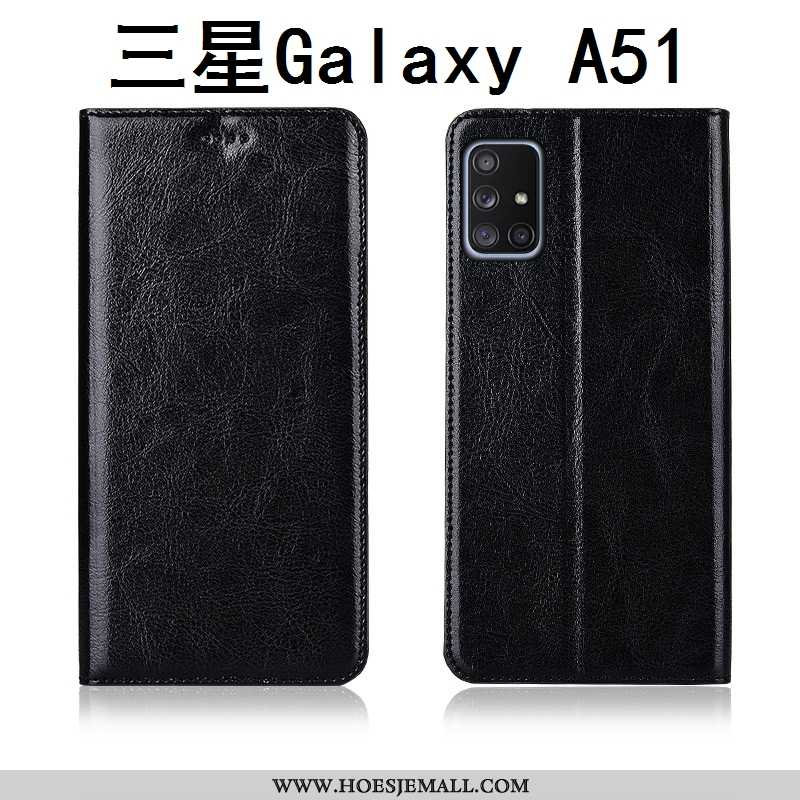 Hoes Samsung Galaxy A51 Leren Hoesje Schrobben Patroon Nieuw Mobiele Telefoon Bruine