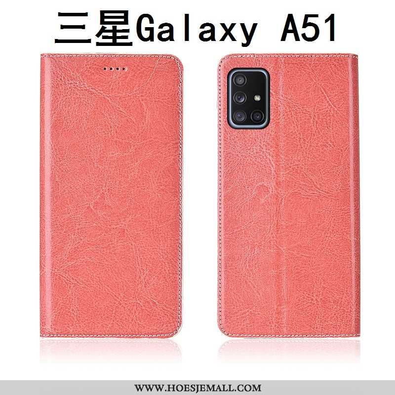 Hoes Samsung Galaxy A51 Leren Hoesje Schrobben Patroon Nieuw Mobiele Telefoon Bruine