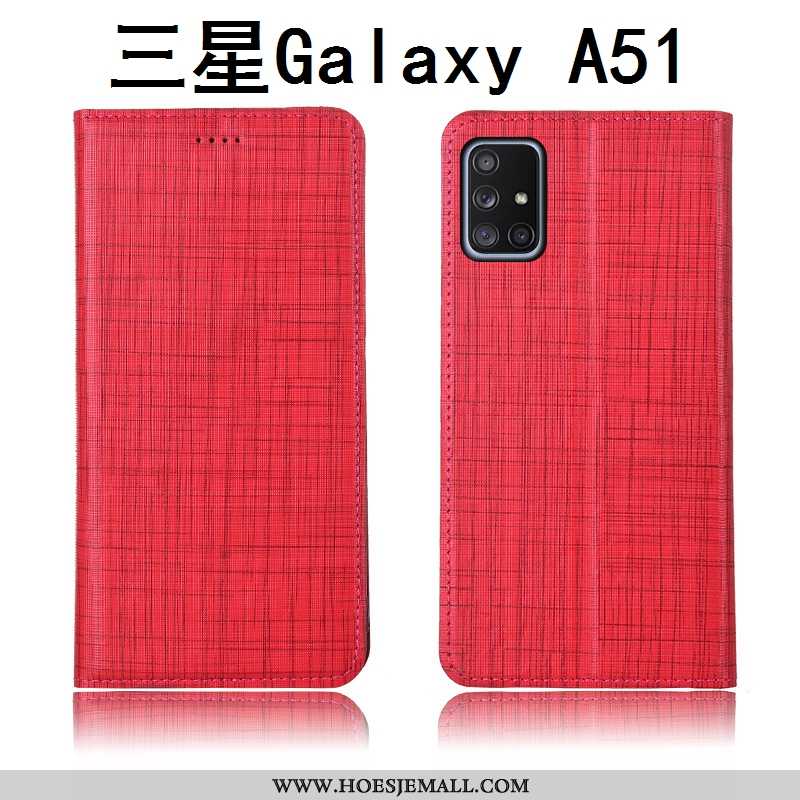 Hoesje Samsung Galaxy A51 Schrobben Echt Leer Ster Anti-fall Blauw Siliconen Blauwe