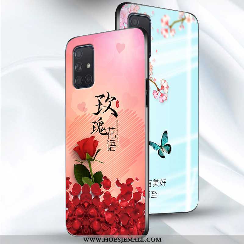 Hoes Samsung Galaxy A51 Scheppend Patroon Roze Bloemen Eenvoudige Dun