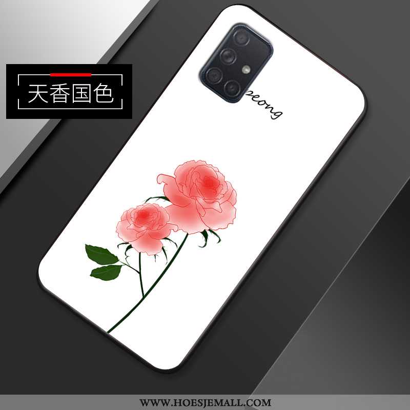 Hoes Samsung Galaxy A51 Scheppend Patroon Roze Bloemen Eenvoudige Dun