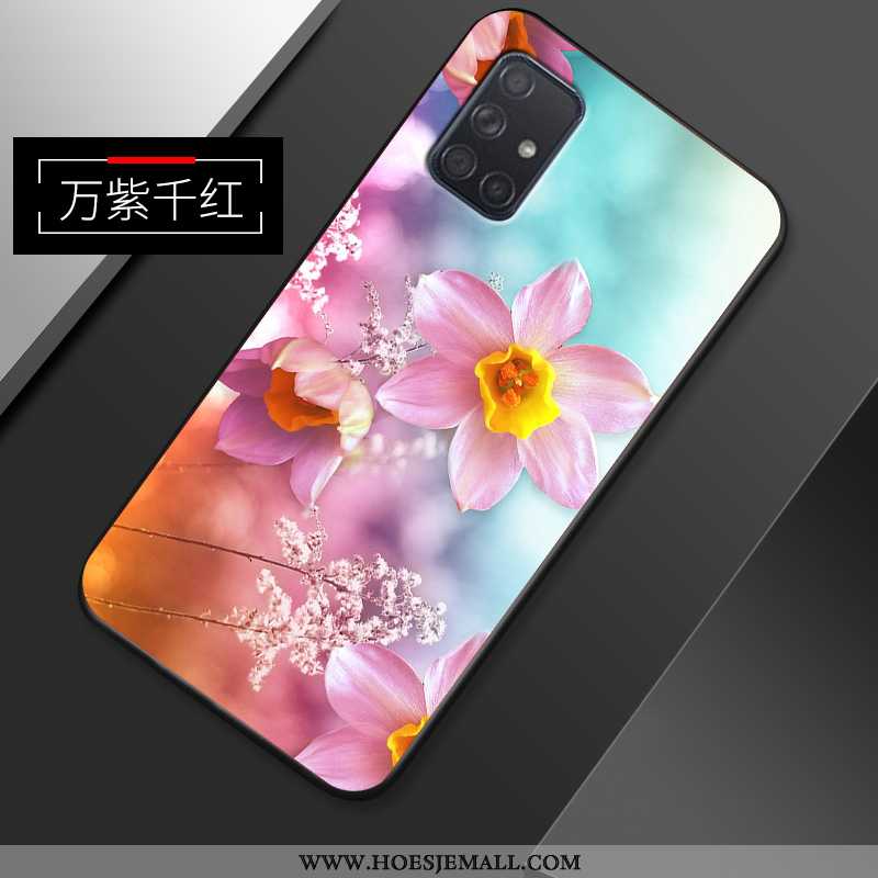 Hoes Samsung Galaxy A51 Scheppend Patroon Roze Bloemen Eenvoudige Dun