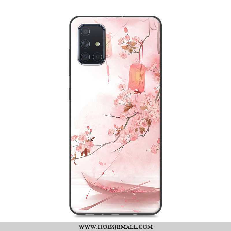 Hoesje Samsung Galaxy A51 Bescherming Vintage Siliconen Roze Mobiele Telefoon Chinese Stijl