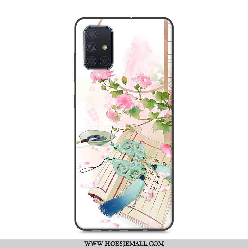 Hoesje Samsung Galaxy A51 Bescherming Vintage Siliconen Roze Mobiele Telefoon Chinese Stijl