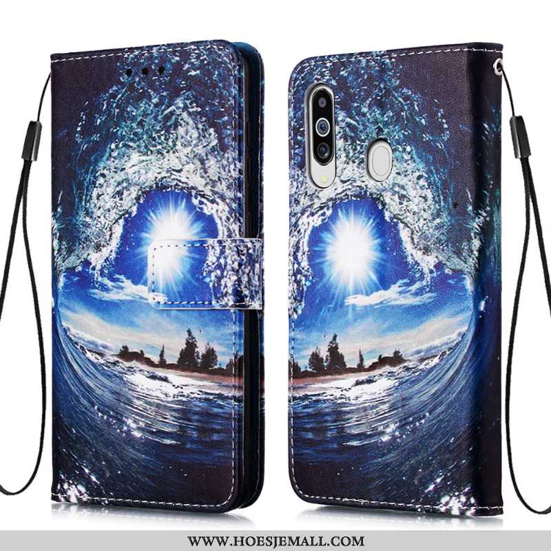 Hoesje Samsung Galaxy A60 Leren Persoonlijk Zacht Kaart Blauw Folio Mobiele Telefoon Blauwe