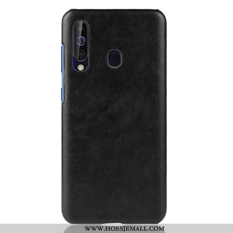 Hoes Samsung Galaxy A60 Leren Hoesje Persoonlijk Ster Patroon Rood Anti-fall