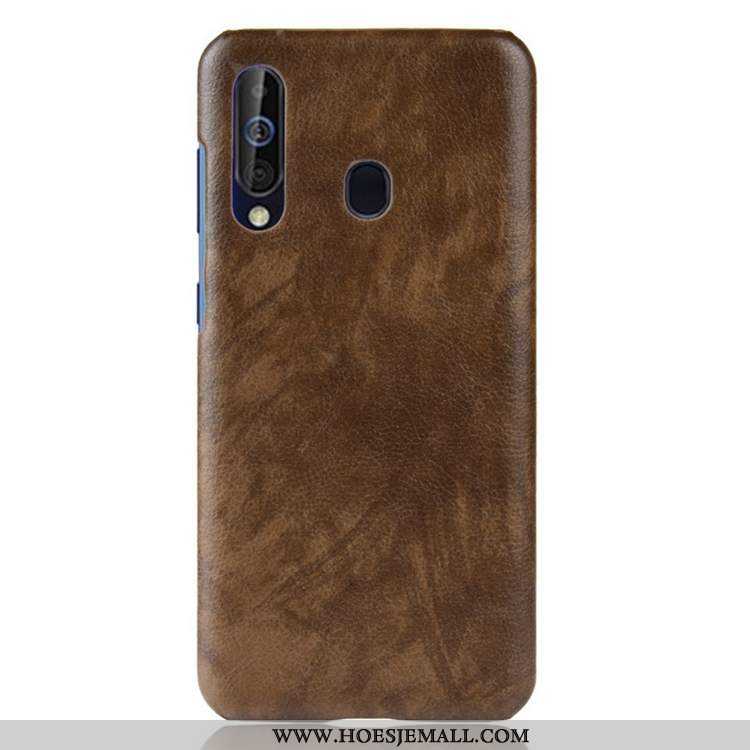 Hoes Samsung Galaxy A60 Leren Hoesje Persoonlijk Ster Patroon Rood Anti-fall