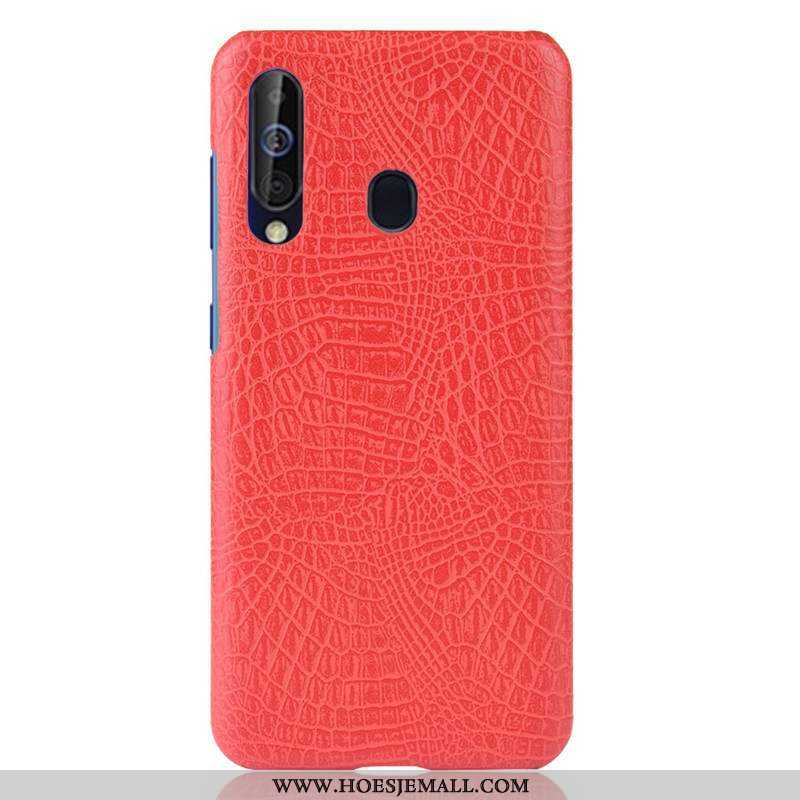 Hoes Samsung Galaxy A60 Leren Hoesje Persoonlijk Ster Patroon Rood Anti-fall