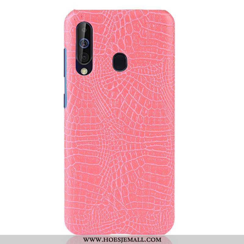 Hoes Samsung Galaxy A60 Leren Hoesje Persoonlijk Ster Patroon Rood Anti-fall