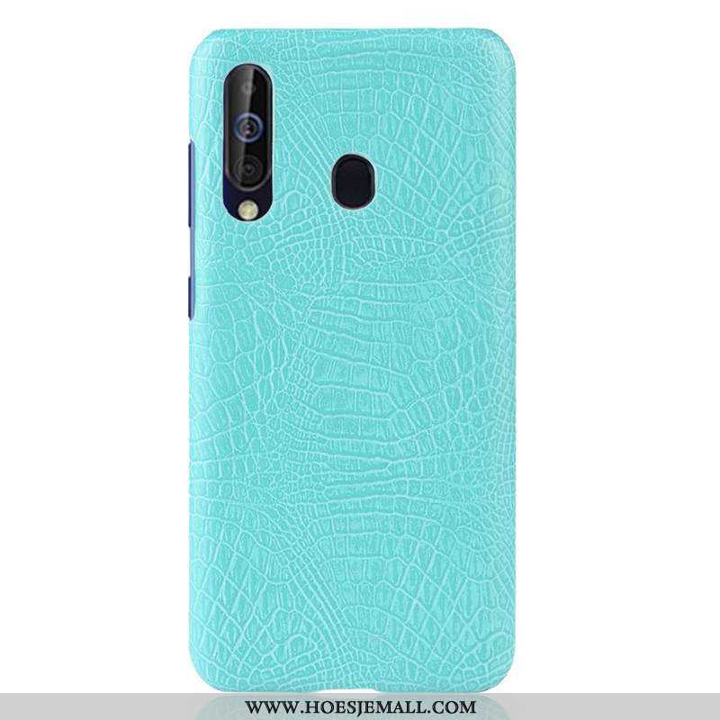 Hoes Samsung Galaxy A60 Leren Hoesje Persoonlijk Ster Patroon Rood Anti-fall