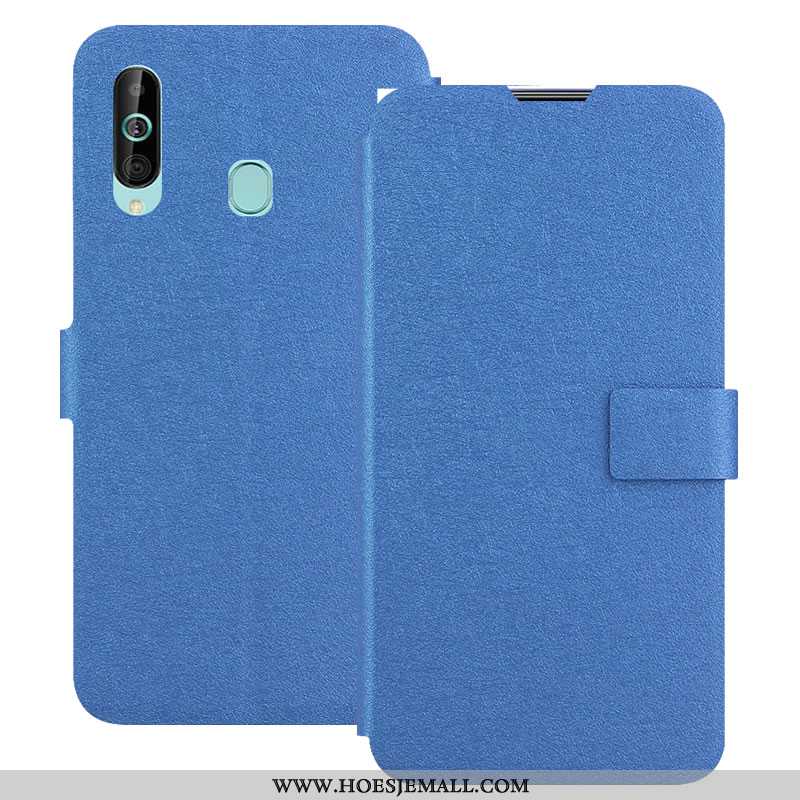 Hoes Samsung Galaxy A60 Leren Hoesje Bescherming Folio Mobiele Telefoon Blauw Magneet Sluit Blauwe