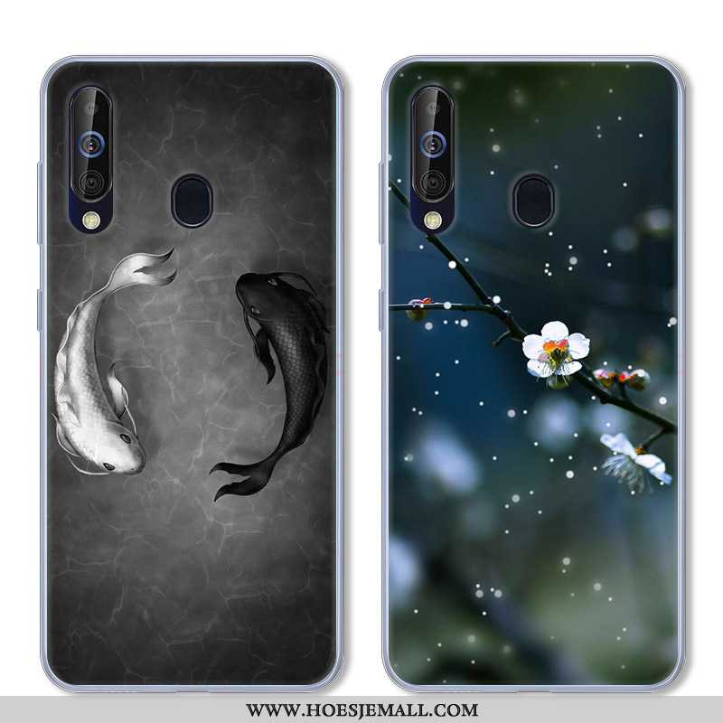 Hoes Samsung Galaxy A60 Siliconen Bescherming Spotprent Anti-fall Zacht Zwart Ster Zwarte