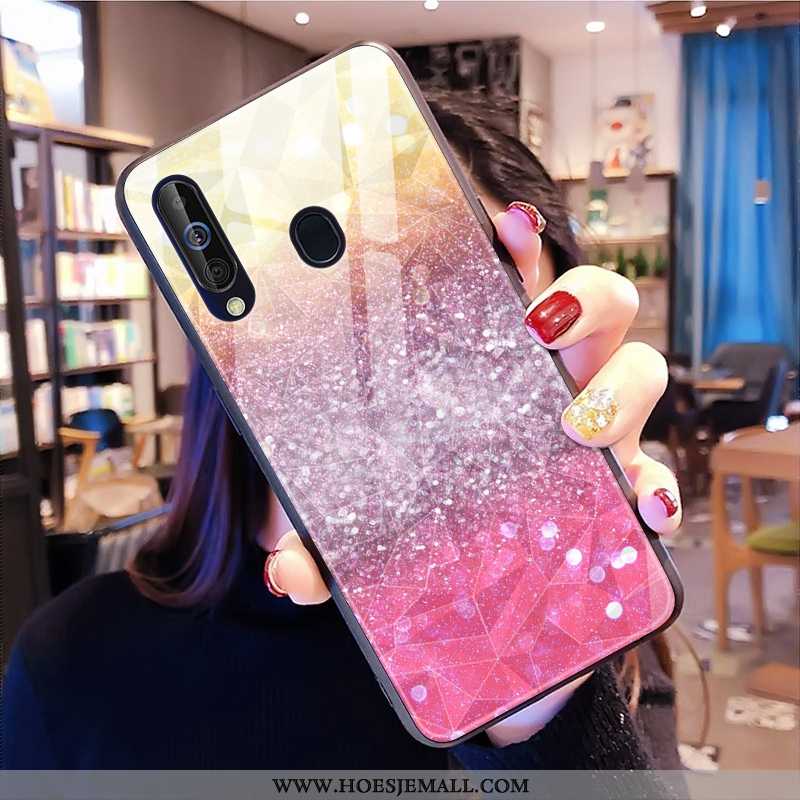 Hoesje Samsung Galaxy A60 Patroon Ruit Roze Ster Net Red Mobiele Telefoon