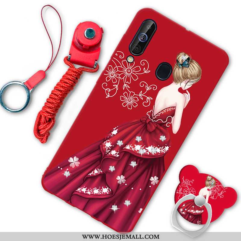 Hoes Samsung Galaxy A60 Zacht Mobiele Telefoon Hoesje Anti-fall Rood Ster