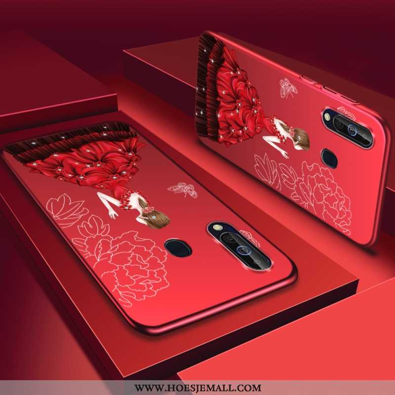 Hoes Samsung Galaxy A60 Bescherming Mode Rood Mobiele Telefoon Hoesje Plastic