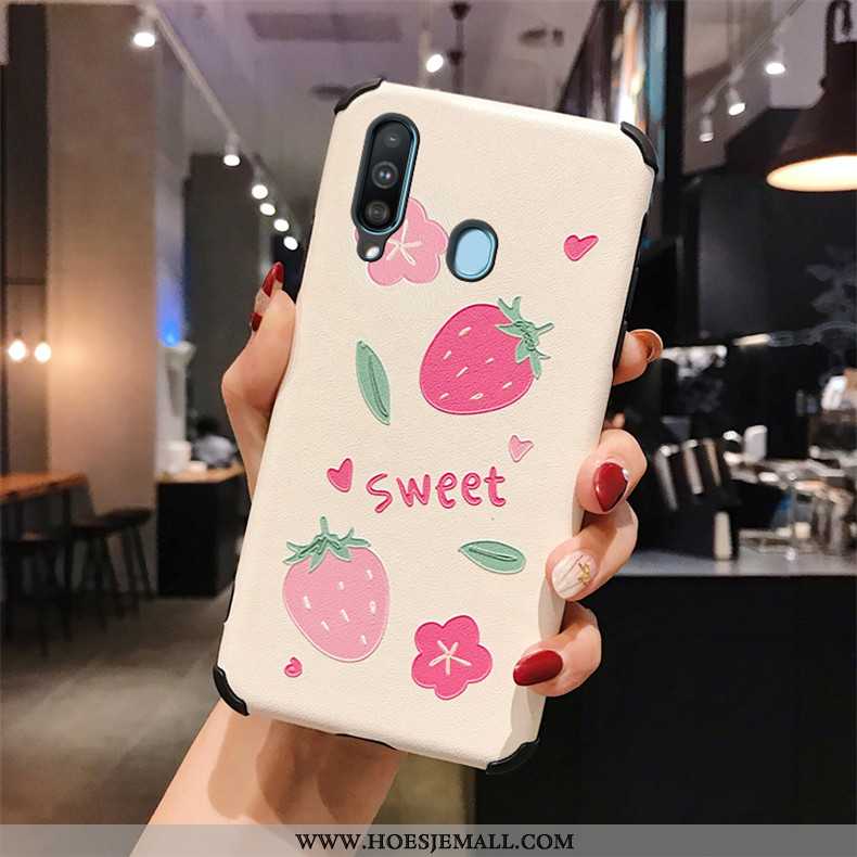 Hoes Samsung Galaxy A60 Reliëf Zacht Anti-fall Hoesje Ster Mobiele Telefoon Roze