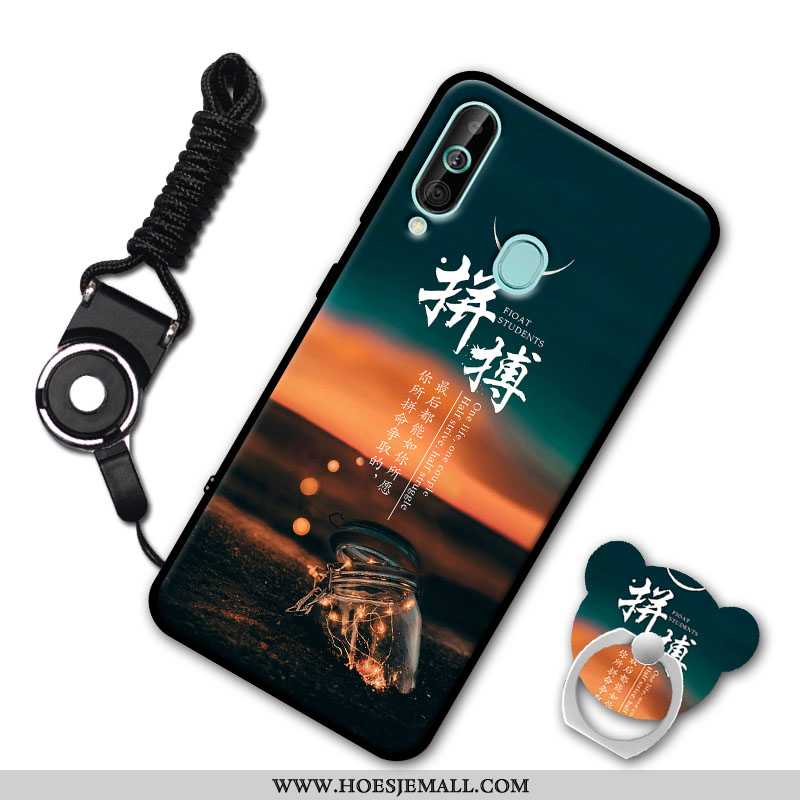 Hoes Samsung Galaxy A60 Bescherming Hanger Zacht Hoesje Siliconen Wit Ster Witte