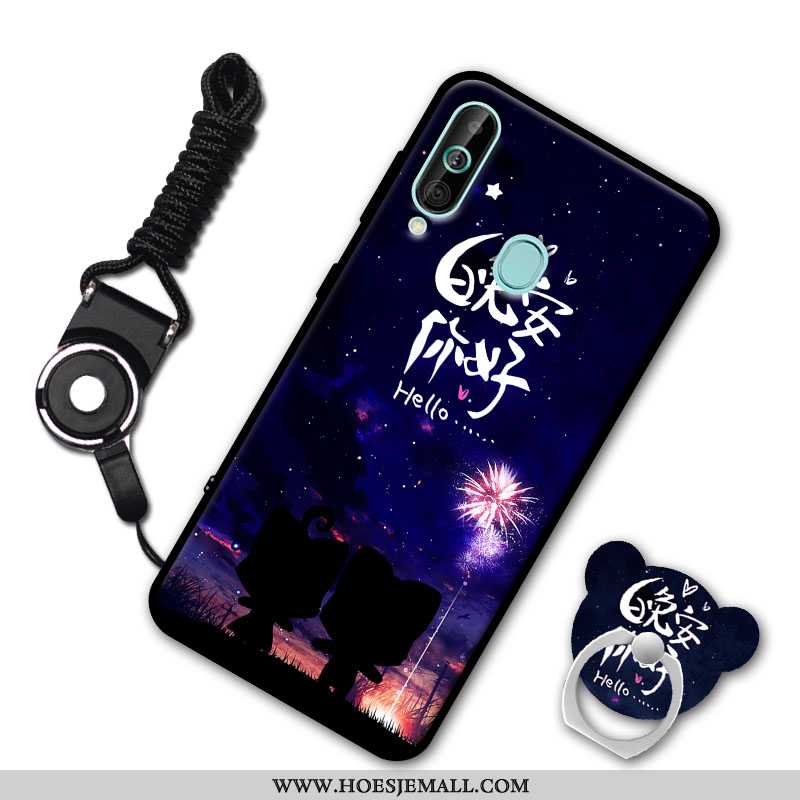 Hoes Samsung Galaxy A60 Bescherming Hanger Zacht Hoesje Siliconen Wit Ster Witte