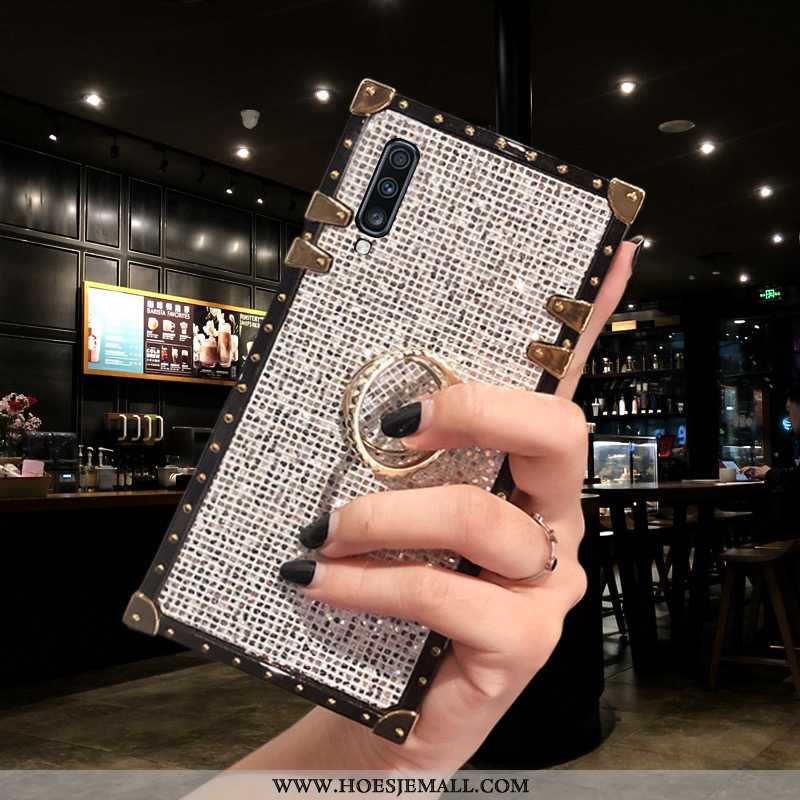 Hoesje Samsung Galaxy A70 Vintage Trend Bescherming Mobiele Telefoon Strass Anti-fall Net Red Gouden