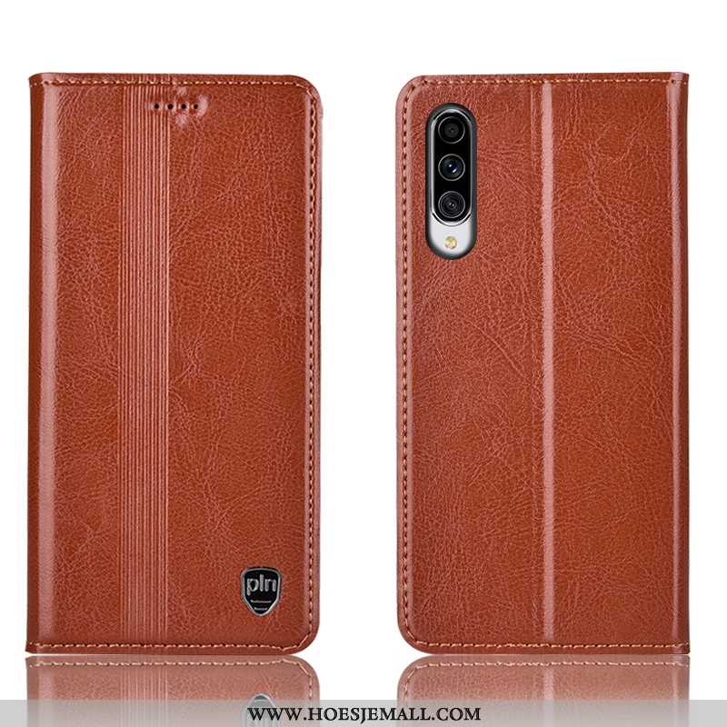 Hoes Samsung Galaxy A70 Bescherming Leren Hoesje Mobiele Telefoon Bruin Anti-fall Folio Bruine