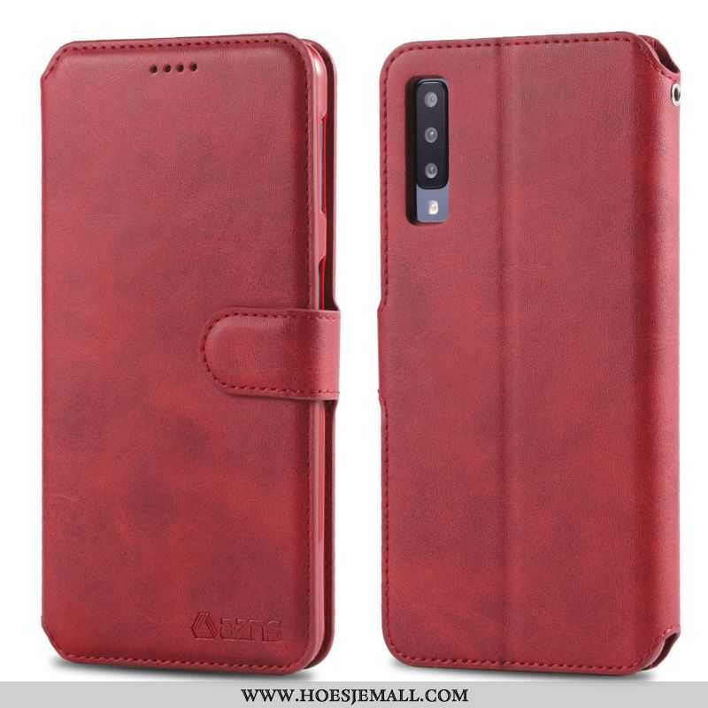 Hoesje Samsung Galaxy A70 Leren Portemonnee All Inclusive Hoes Kaart Bescherming Ster Rood