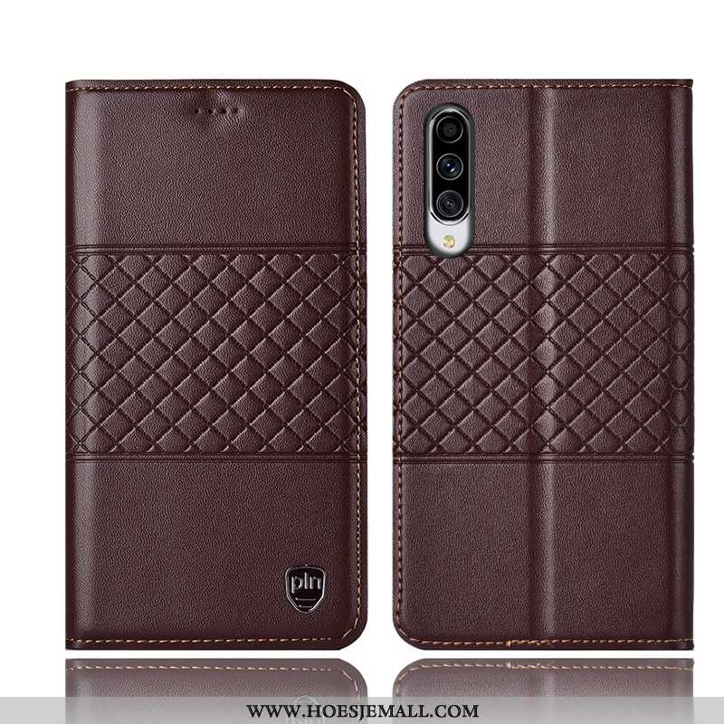 Hoes Samsung Galaxy A70 Bescherming Leren Hoesje Rood Mesh Folio All Inclusive