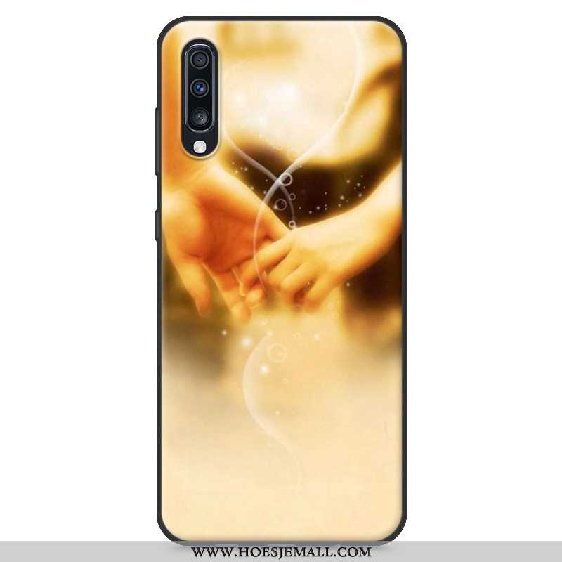 Hoes Samsung Galaxy A70 Spotprent Mooie Ster Anti-fall Scheppend Schrobben Siliconenhoesje Geel