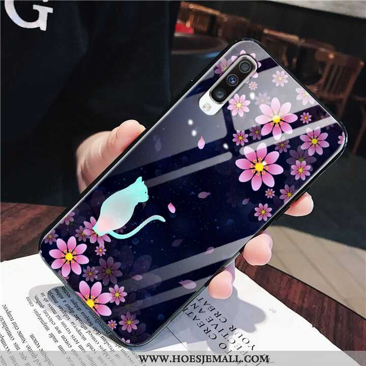 Hoes Samsung Galaxy A70 Glas Mode Hoesje Scheppend Zacht Brits Zwart Zwarte