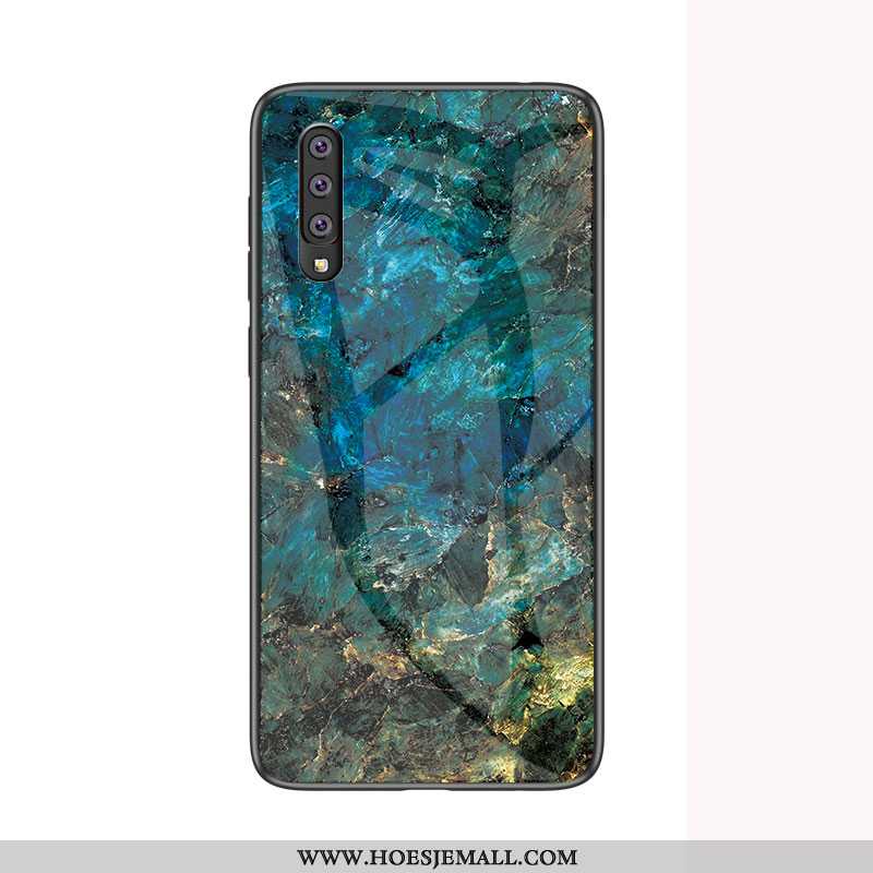 Hoes Samsung Galaxy A70 Trend Zacht Glas Hard Blauw Mobiele Telefoon Blauwe