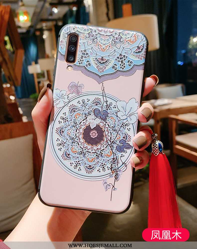 Hoesje Samsung Galaxy A70 Siliconen Bescherming Kwasten Zacht Chinese Stijl Mobiele Telefoon Blauwe