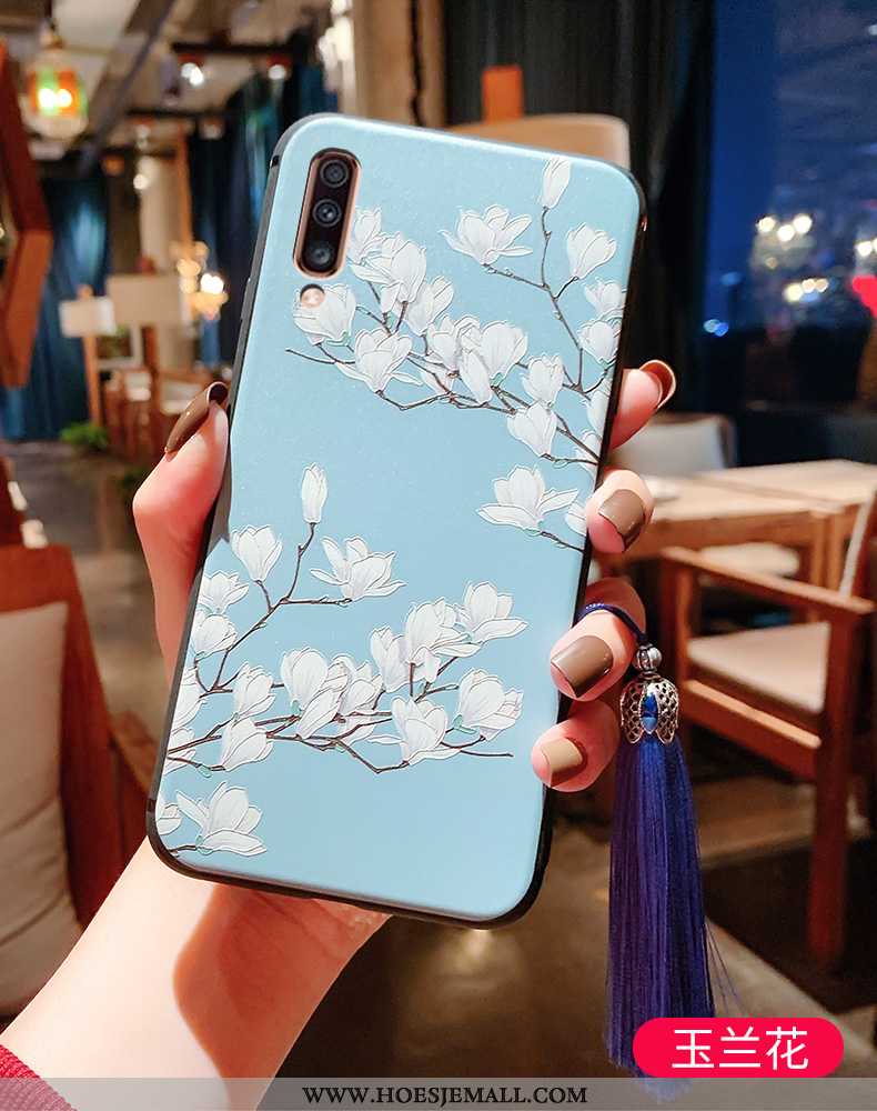 Hoesje Samsung Galaxy A70 Siliconen Bescherming Kwasten Zacht Chinese Stijl Mobiele Telefoon Blauwe