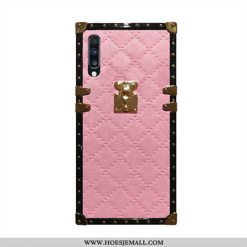 Hoes Samsung Galaxy A70 Metaal Bescherming Roze Hoesje Net Red Anti-fall Omlijsting