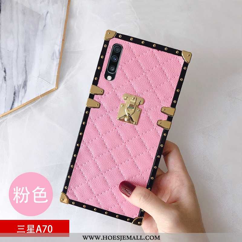 Hoes Samsung Galaxy A70 Metaal Bescherming Roze Hoesje Net Red Anti-fall Omlijsting