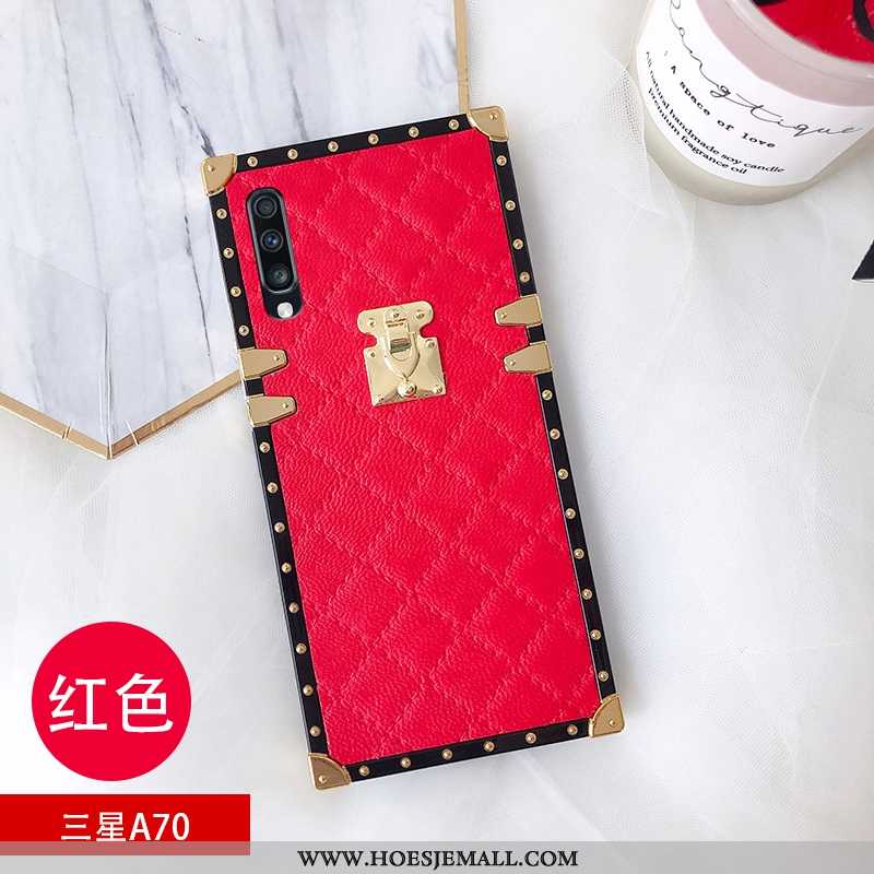 Hoes Samsung Galaxy A70 Metaal Bescherming Roze Hoesje Net Red Anti-fall Omlijsting