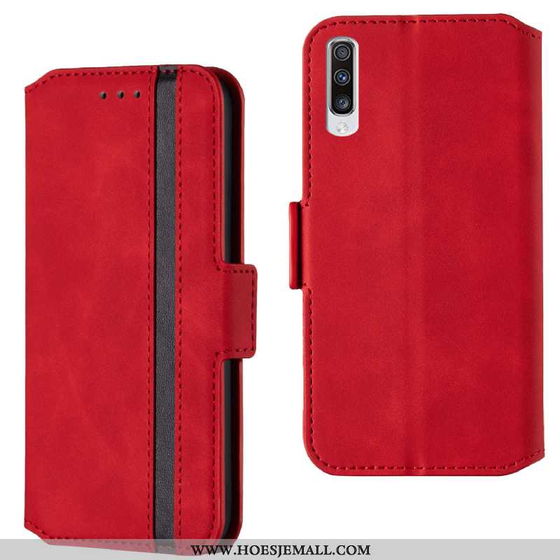 Hoesje Samsung Galaxy A70 Bescherming Leren Folio Rood Anti-fall Hoes