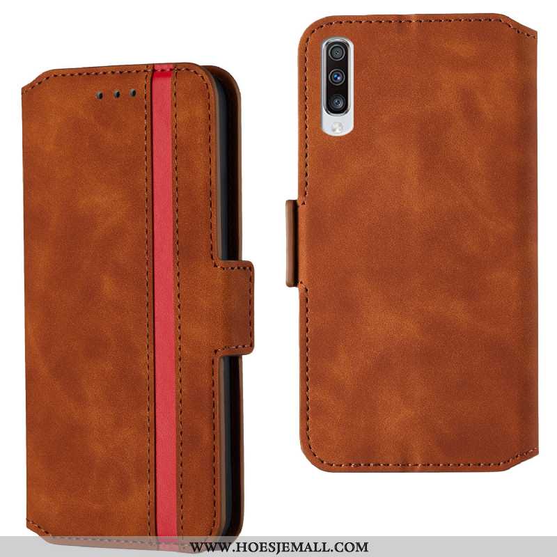 Hoesje Samsung Galaxy A70 Bescherming Leren Folio Rood Anti-fall Hoes