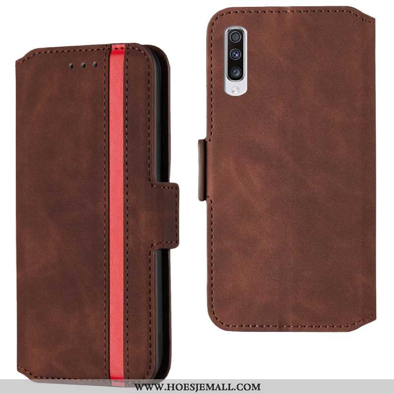 Hoesje Samsung Galaxy A70 Bescherming Leren Folio Rood Anti-fall Hoes