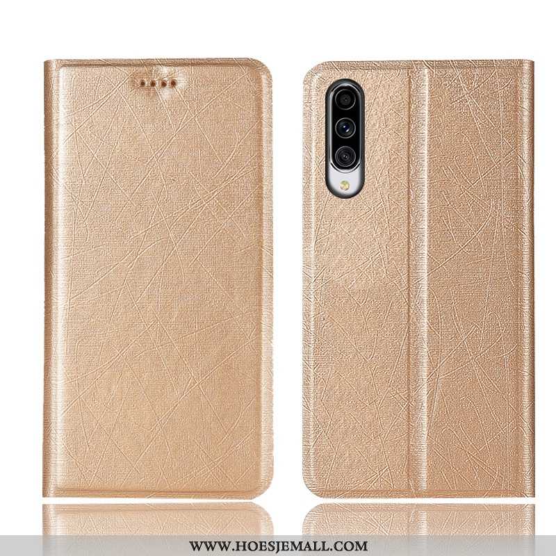 Hoesje Samsung Galaxy A70s Bescherming Leren Goud All Inclusive Patroon Mobiele Telefoon Gouden