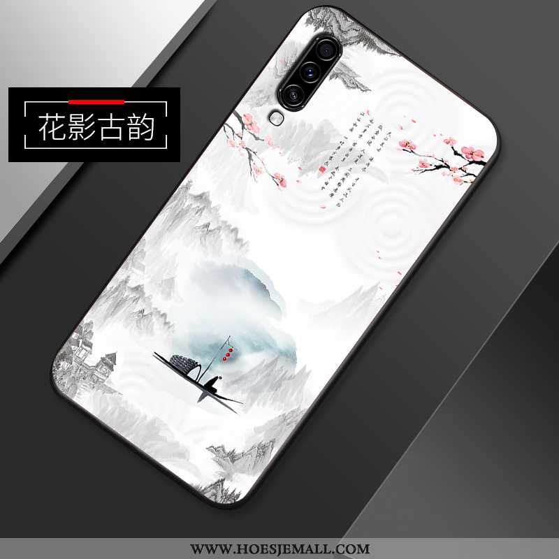 Hoes Samsung Galaxy A70s Zacht Siliconen Bescherming Ster Vintage Chinese Stijl Witte