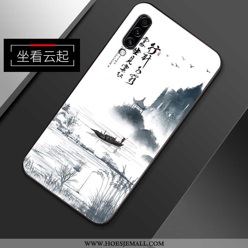 Hoes Samsung Galaxy A70s Zacht Siliconen Bescherming Ster Vintage Chinese Stijl Witte