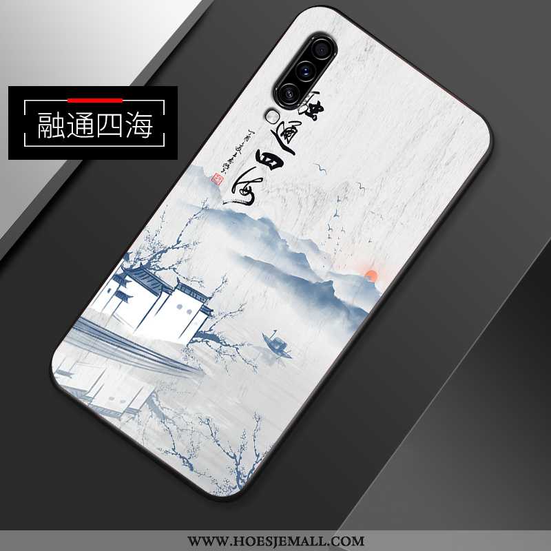 Hoes Samsung Galaxy A70s Zacht Siliconen Bescherming Ster Vintage Chinese Stijl Witte