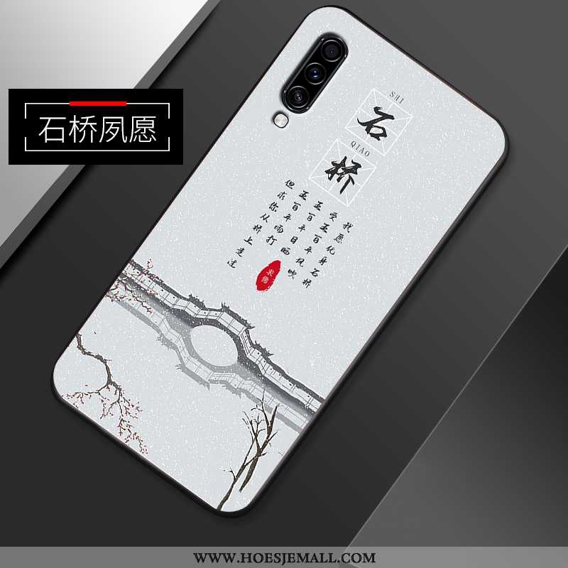 Hoes Samsung Galaxy A70s Zacht Siliconen Bescherming Ster Vintage Chinese Stijl Witte