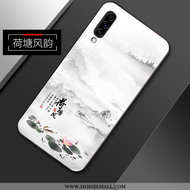 Hoes Samsung Galaxy A70s Zacht Siliconen Bescherming Ster Vintage Chinese Stijl Witte