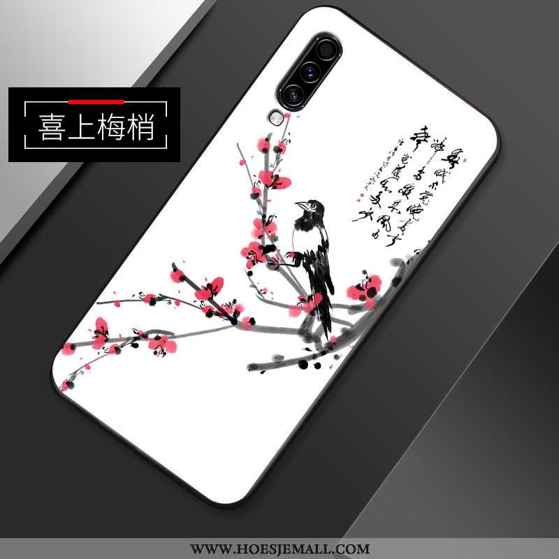 Hoes Samsung Galaxy A70s Zacht Siliconen Bescherming Ster Vintage Chinese Stijl Witte