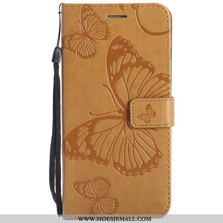 Hoesje Samsung Galaxy A70s Bescherming Leren Ster Vlinder Bloemen Mobiele Telefoon Oranje