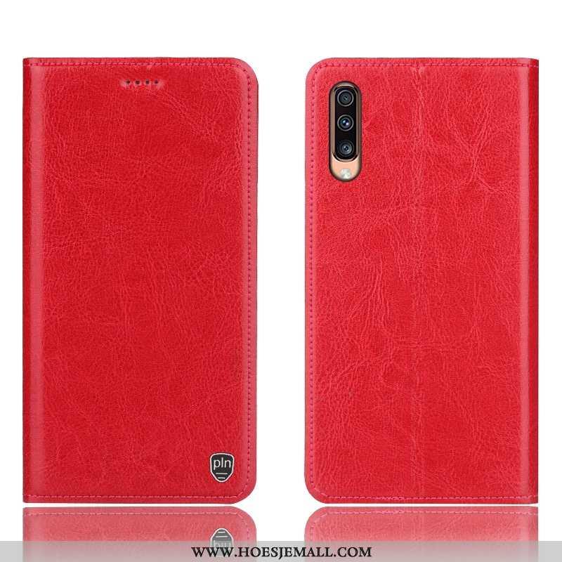 Hoesje Samsung Galaxy A70s Leren Patroon Folio All Inclusive Hoes Bescherming Mobiele Telefoon Grijs